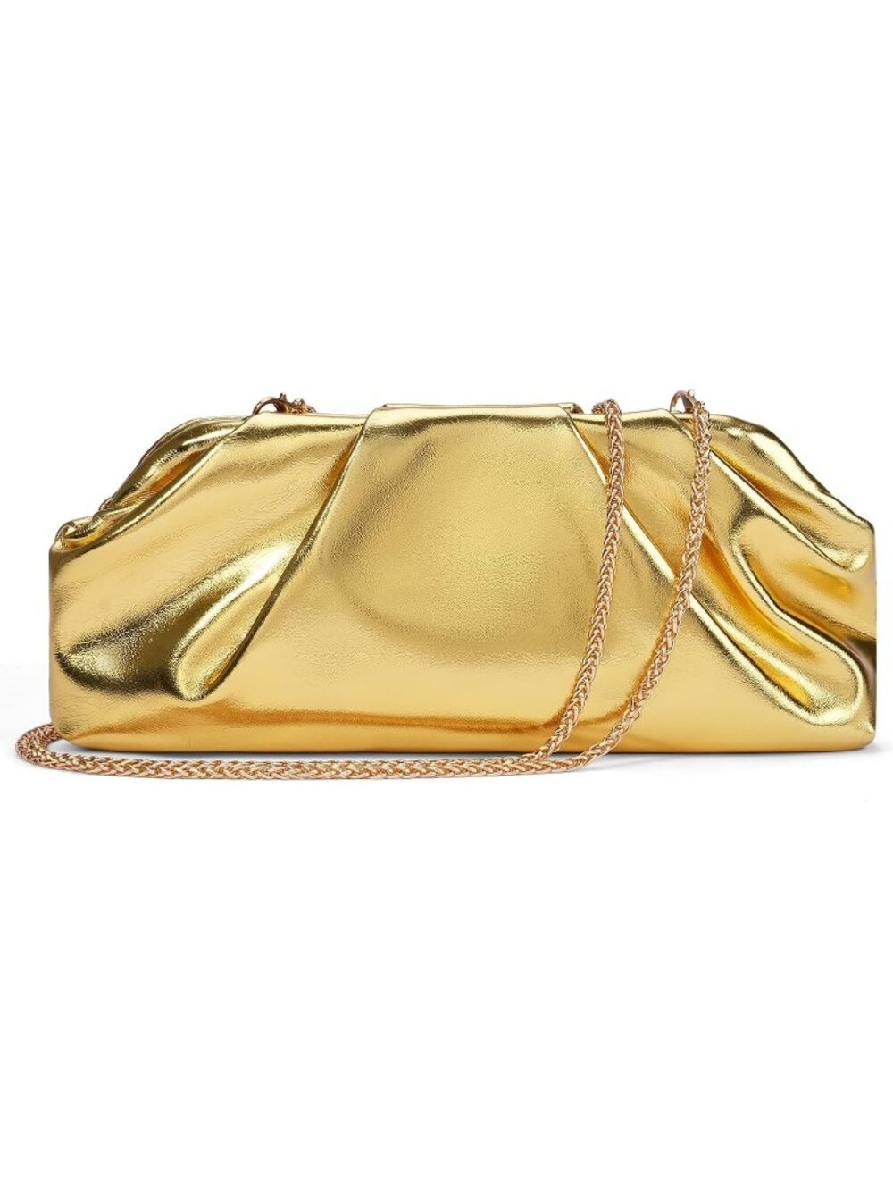 Women's Gold Pleated Clutch Purse Formal Wedding Prom Cocktail Evening Bag